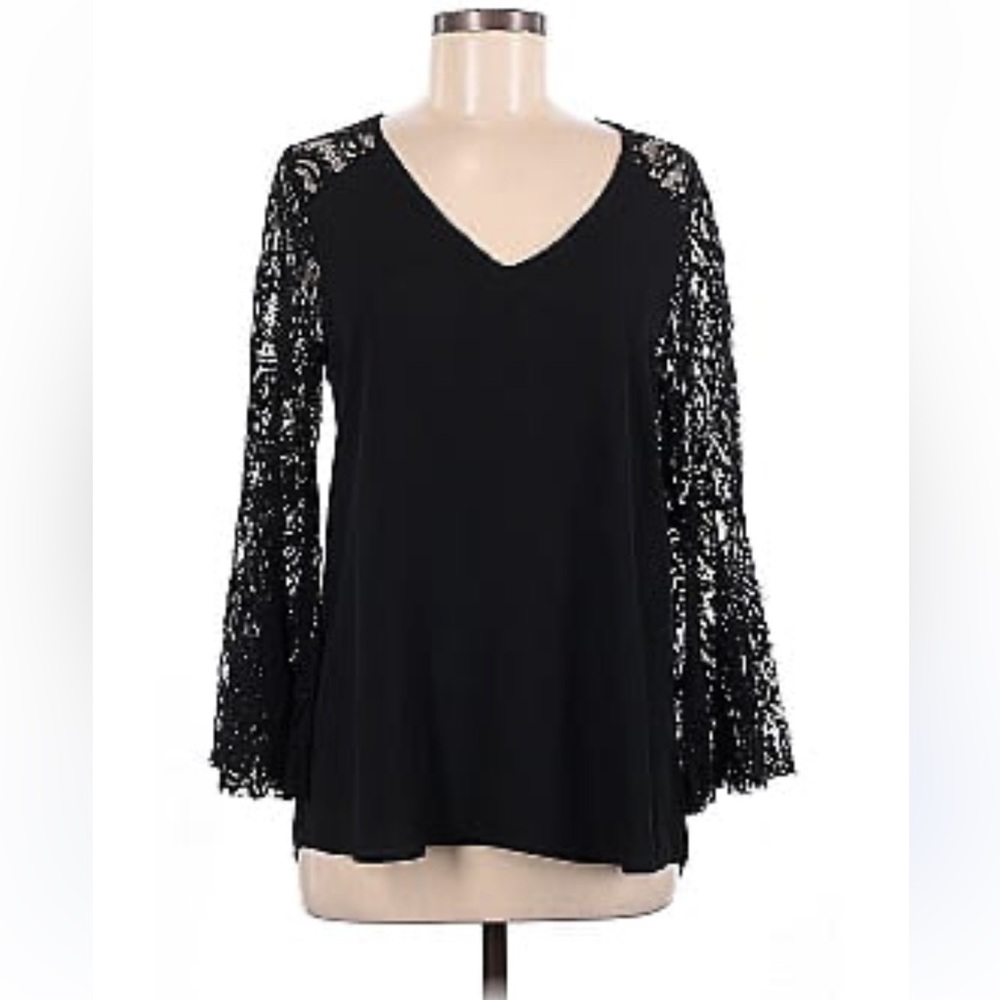 KAY CELINE BLACK LACE BELLE SLEEVES BLOUSE